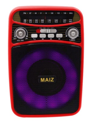 🔊 Bocina Bluetooth MAIZ YM-328 – 3" con Radio FM y Luces LED