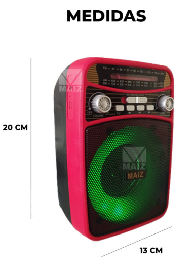 🔊 Bocina Bluetooth MAIZ YM-328 – 3" con Radio FM y Luces LED