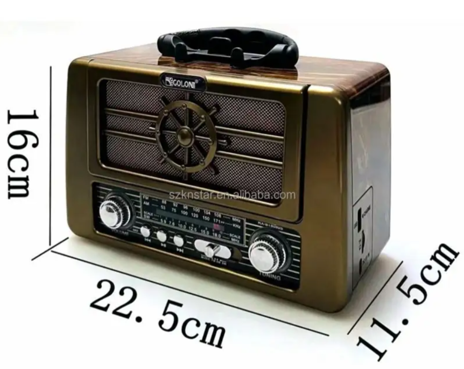 📻 Radio Retro Golon RX-BT8080S – AM/FM/SW con Bluetooth, Panel Solar y Estilo Vintage