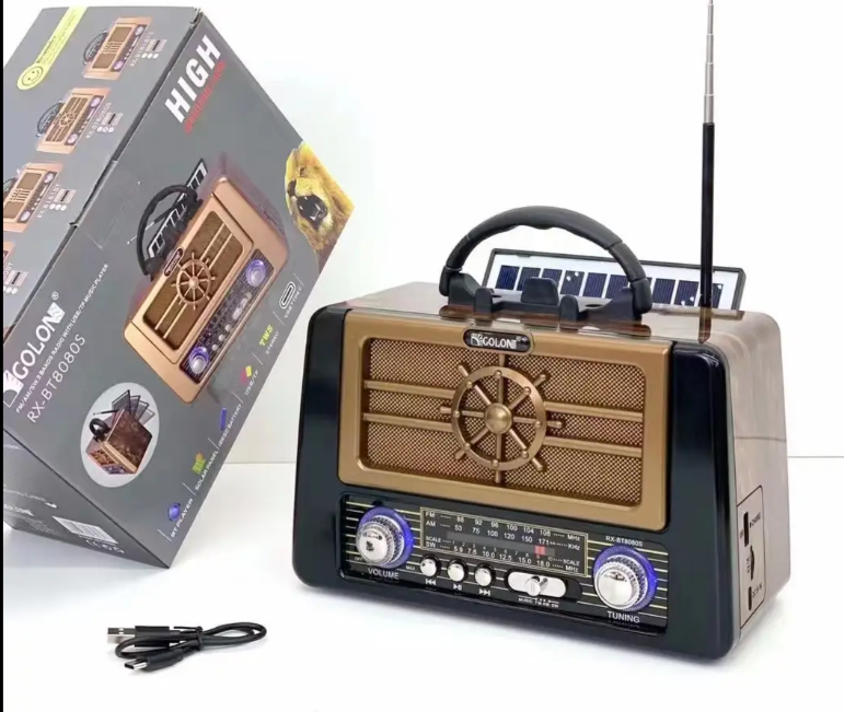 📻 Radio Retro Golon RX-BT8080S – AM/FM/SW con Bluetooth, Panel Solar y Estilo Vintage