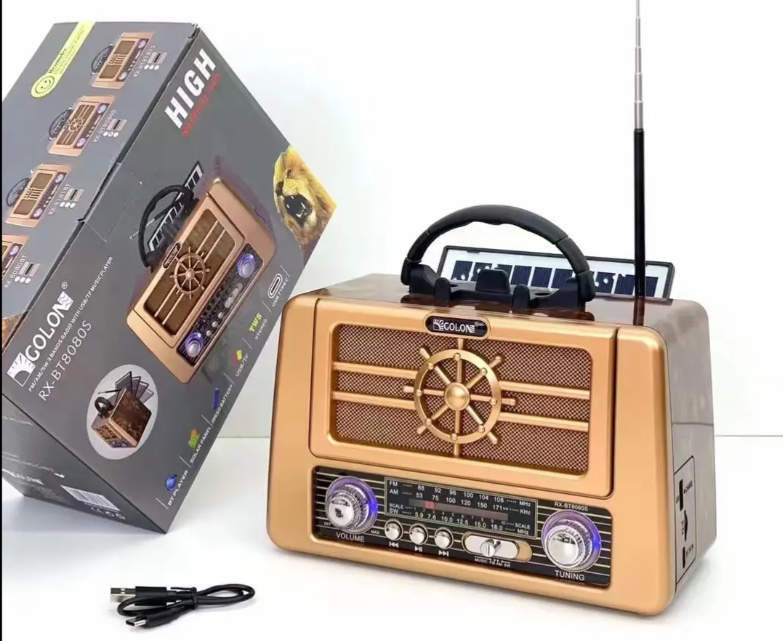 📻 Radio Retro Golon RX-BT8080S – AM/FM/SW con Bluetooth, Panel Solar y Estilo Vintage