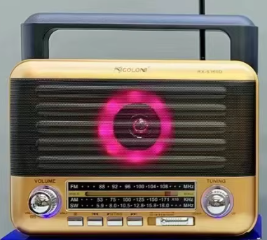 📻 Radio Bluetooth RX-5160D – AM/FM/SW, RGB LED, USB/TF, 1200mAh
