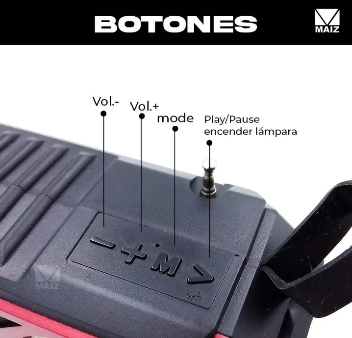 🔊 Bocina MAIZ YM-076 – Portátil con Radio AM/FM/SW, Bluetooth y Carga Solar