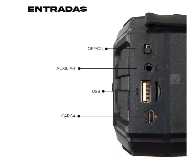 🔊 Bocina MAIZ YM-076 – Portátil con Radio AM/FM/SW, Bluetooth y Carga Solar