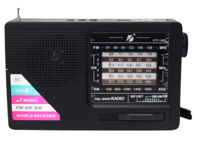 📻 Radio Portátil KTF-1488 – AM/FM/SW con Bluetooth, Panel Solar y Linterna LED