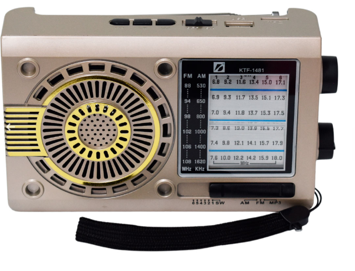 📻 Radio Portátil KTF-1481 – AM/FM/SW con Bluetooth, Linterna y Panel Solar