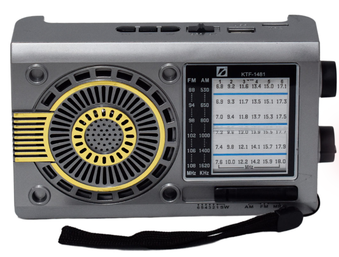 📻 Radio Portátil KTF-1481 – AM/FM/SW con Bluetooth, Linterna y Panel Solar