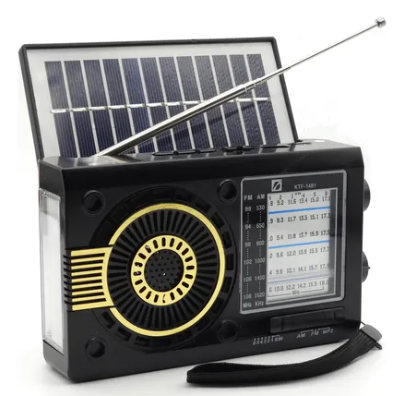 📻 Radio Portátil KTF-1481 – AM/FM/SW con Bluetooth, Linterna y Panel Solar