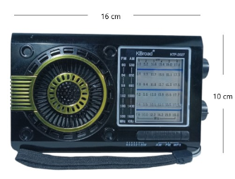 📻 Radio Portátil KTF-1481 – AM/FM/SW con Bluetooth, Linterna y Panel Solar