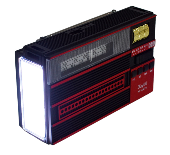 📻 Radio Portátil Buytiti KF-AM70 – AM/FM con Bluetooth, Linterna y Panel Solar