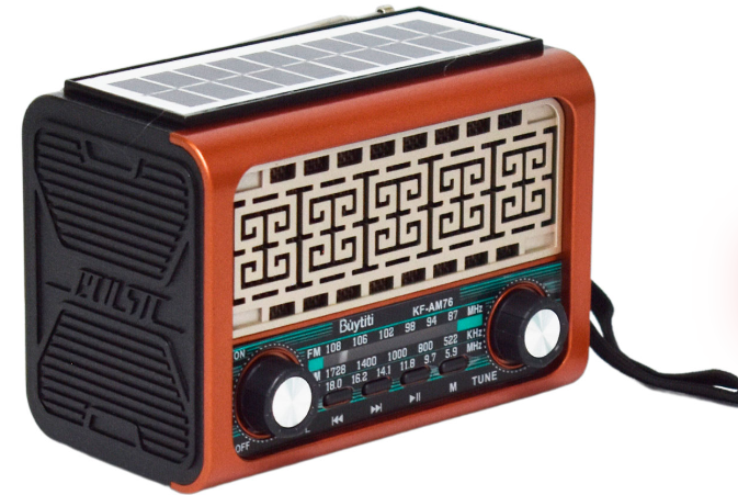 📻 Radio Portátil Buytiti KF-AM76 – AM/FM con Bluetooth y Panel Solar