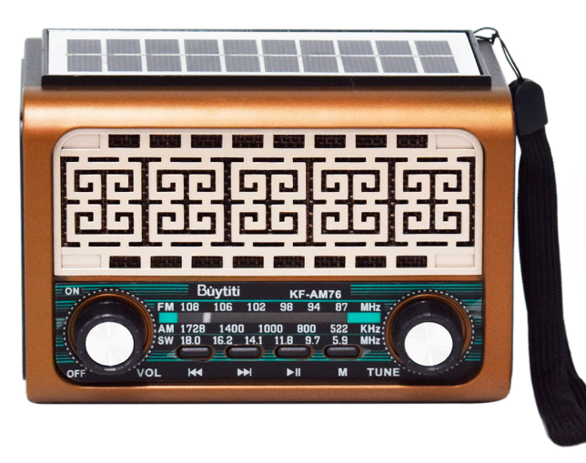 📻 Radio Portátil Buytiti KF-AM76 – AM/FM con Bluetooth y Panel Solar