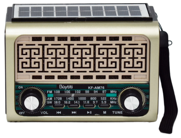 📻 Radio Portátil Buytiti KF-AM76 – AM/FM con Bluetooth y Panel Solar