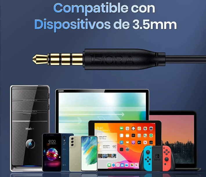 🎧 1Hora AUT111 – Audífonos Alámbricos In-Ear con Micrófono 3.5mm
