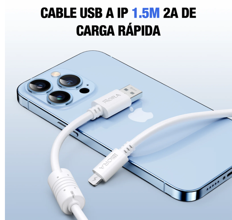 🔌 Cable Lightning 1Hora CAB075-B – 1.5 metros, 2A