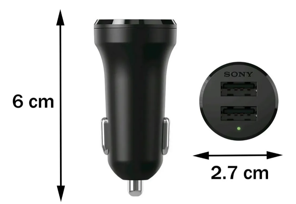 🚗 Cargador de Coche Sony AN430 – 12W, 2 Puertos USB, con Cable USB Tipo-C
