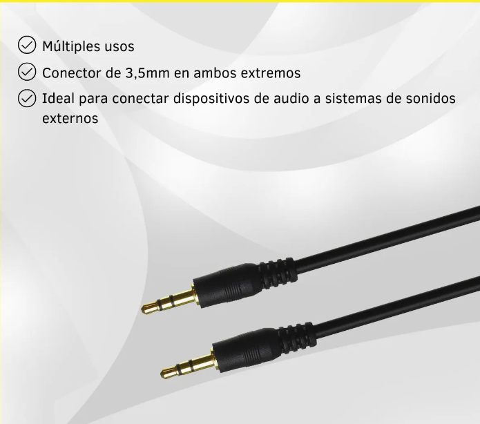 🔌Cable Auxiliar Jack 3.5 mm Plug a Plug con Punta Dorada