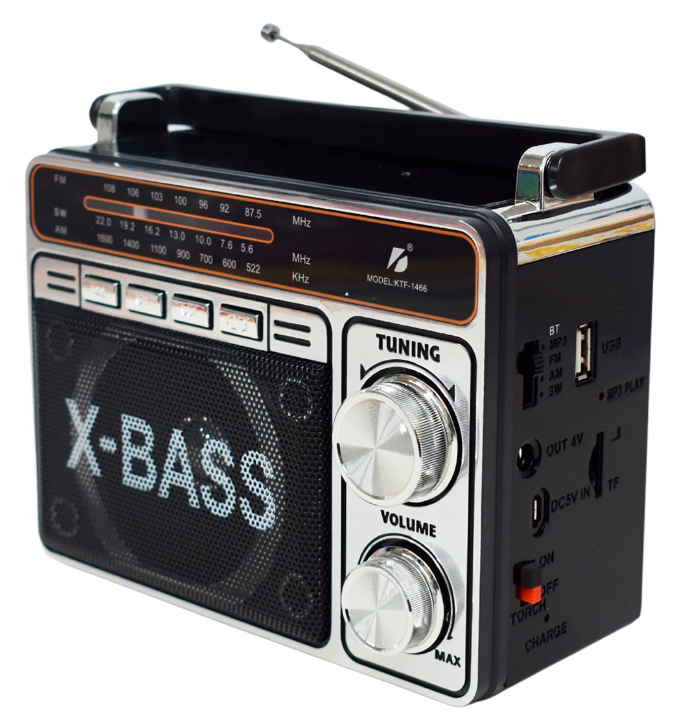 🧰 Radio Portátil KTF-1466 con Bluetooth y Linterna