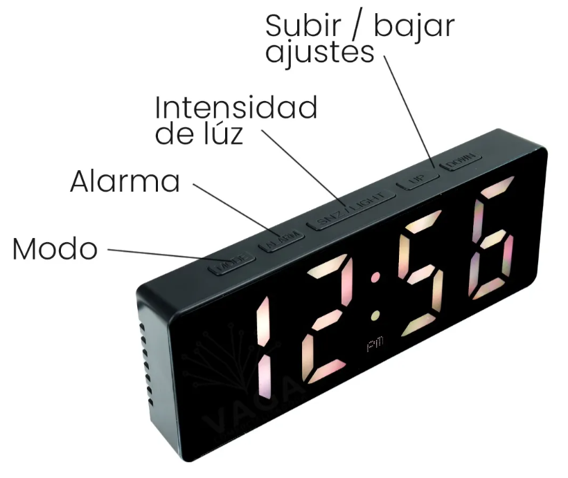 🕒 Reloj LED de Escritorio Gaosiio DS-3806L – Pantalla Espejo con Fecha y Temperatura