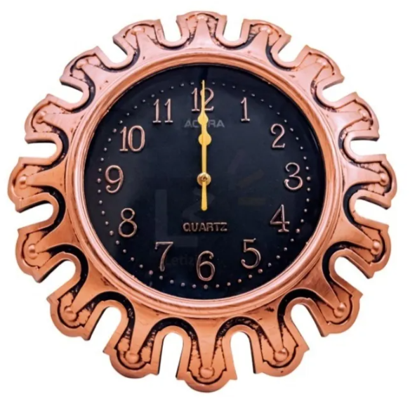 🕒Reloj de pared redondo cobre con negro QUARTZ