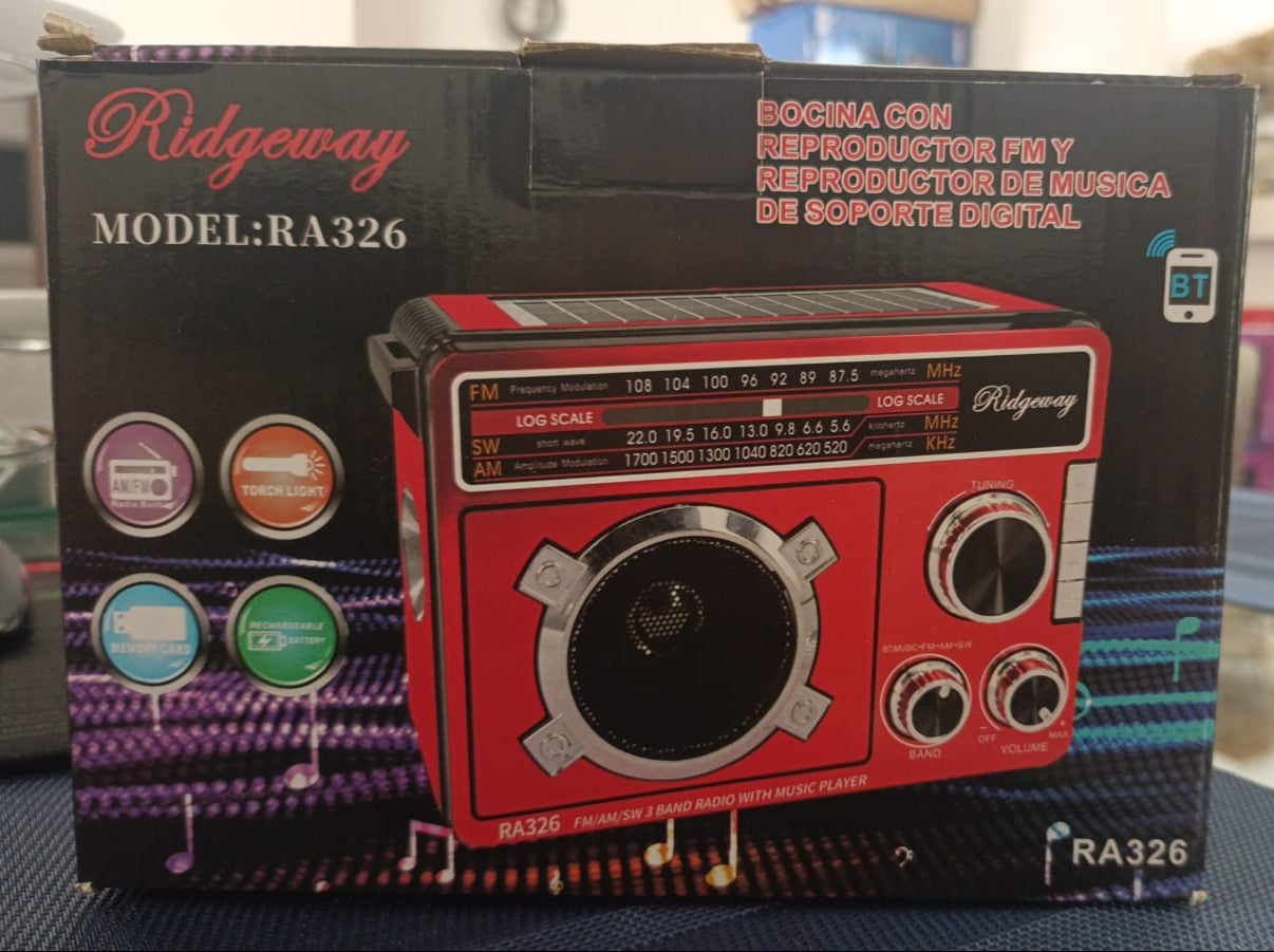 📻 Radio Portátil Ridgeway RA-326 – Estilo Retro con Radio AM/FM/SW y Bluetooth