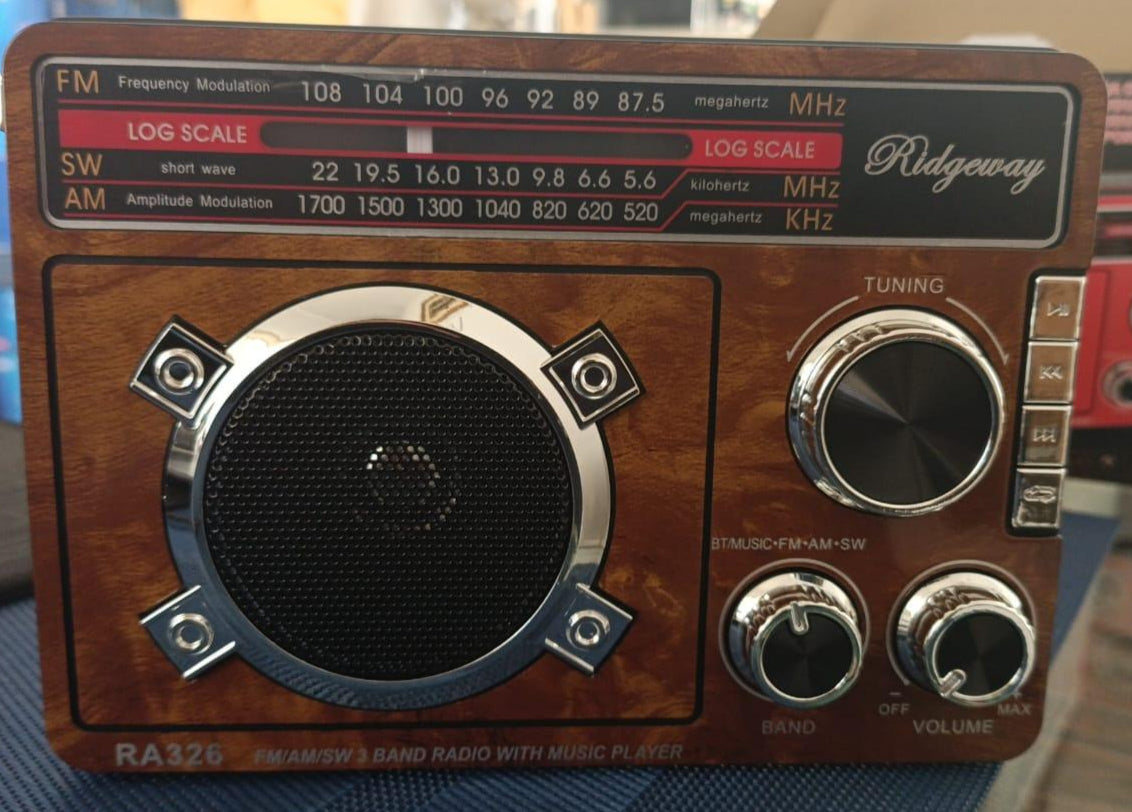 📻 Radio Portátil Ridgeway RA-326 – Estilo Retro con Radio AM/FM/SW y Bluetooth