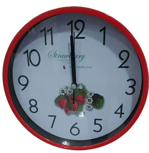 🕒Reloj de pared redondo rojo fresas QUARTZ