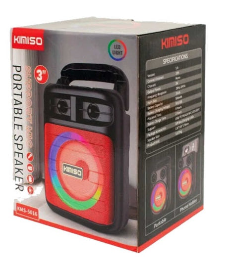 🔊 Bocina Bluetooth KIMISO KMS-5016 – 3" con Luces LED y Soporte para Celular