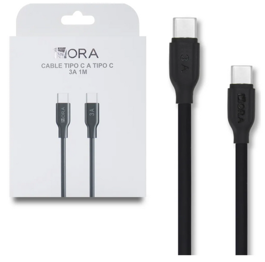 🔌 Cable Tipo C a Tipo C 1Hora CAB252 – 3A, 1 Metro