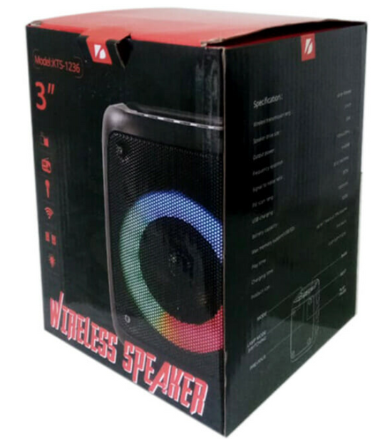 🔊 Bocina Bluetooth Buytiti KTS-1236 – 3" con Luces LED y Soporte para Celular