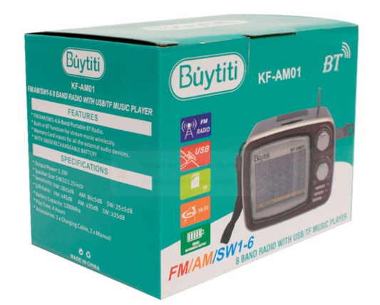 📻 Radio Buytiti KF-AM01 Estilo Retro con Radio AM/FM