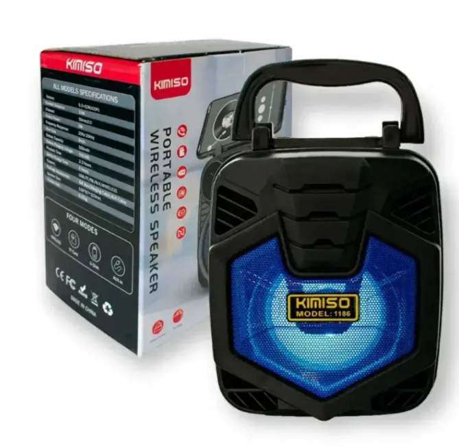 🔊 Bocina Bluetooth Kimiso KMS-1186 – 3" con Luces LED y Radio FM