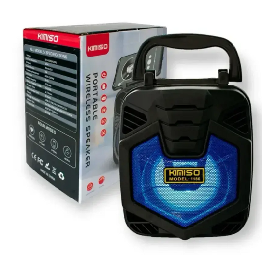 🔊 Bocina Bluetooth Kimiso KMS-1186 – 3" con Luces LED y Radio FM