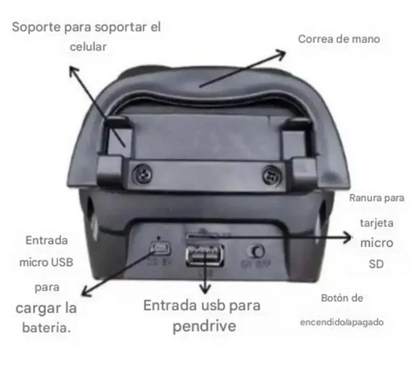 🔊 Bocina Bluetooth Kimiso KMS-1186 – 3" con Luces LED y Radio FM
