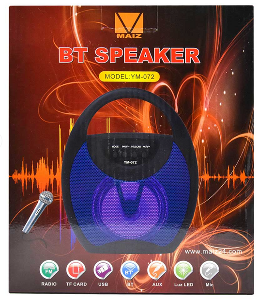 🔊 Bocina Bluetooth MAIZ YM-072 3"– con Luces LED y Radio FM