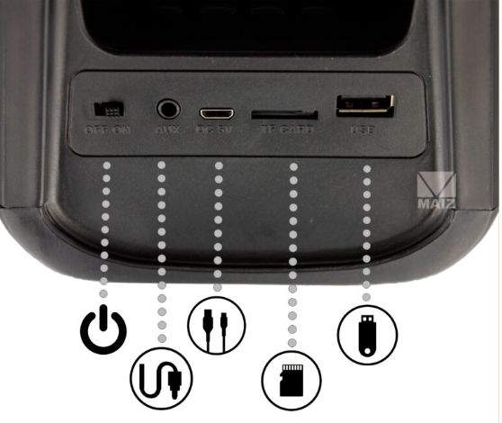 🔊 Bocina Bluetooth MAIZ YM-326 – 3" con Luces LED y Radio FM