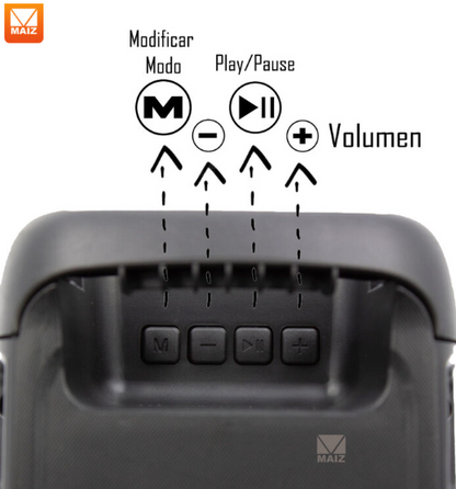 🔊 Bocina Bluetooth MAIZ YM-326 – 3" con Luces LED y Radio FM