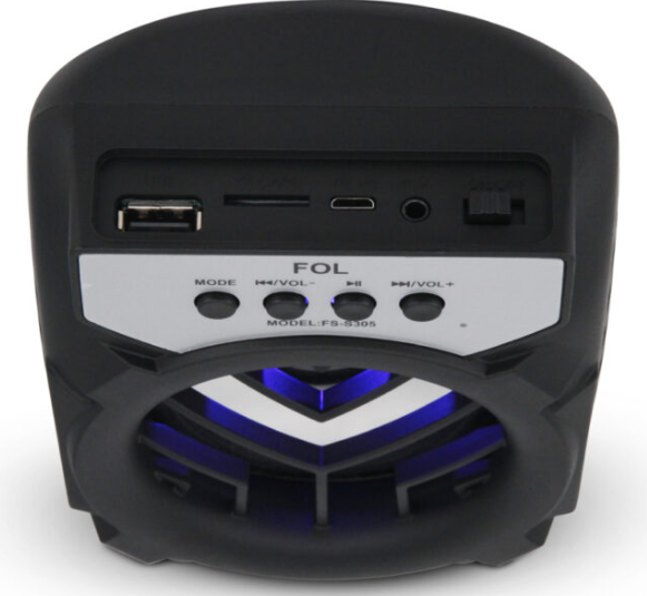 🔊 Bocina Bluetooth Portátil FOL FS-S305 – 3" con Iluminación RGB y Radio FM