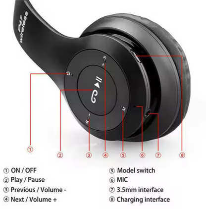 🎧 Audífonos Inalámbricos P47 – Bluetooth 5.0, Radio FM, MicroSD y Manos Libres