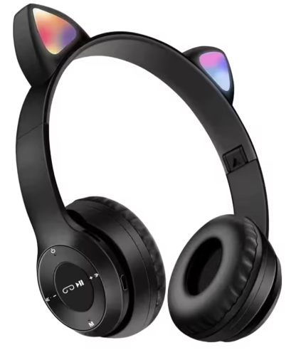 🎧 Audífonos Inalámbricos P47M con Orejas de Gato y Luces LED – Bluetooth 5.0, MicroSD, Diseño Plegable