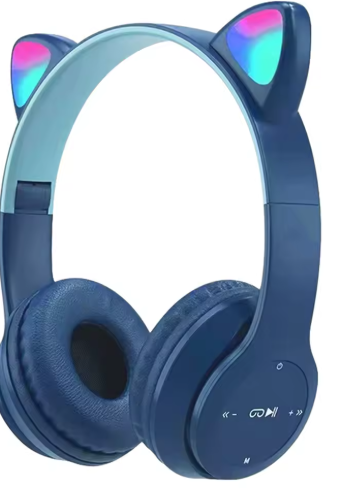 🎧 Audífonos Inalámbricos P47M con Orejas de Gato y Luces LED – Bluetooth 5.0, MicroSD, Diseño Plegable