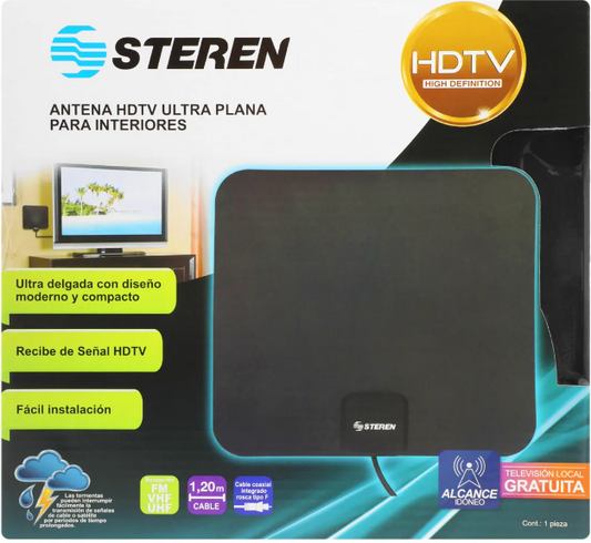 📡 Antena HDTV Ultra Plana para Interiores Steren ANT-9028 – Diseño Compacto y Recepción de Alta Definición