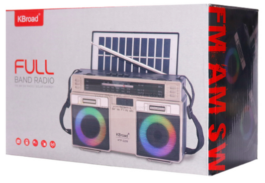 🔊 Bocina KTF-2209 – Radio FM/AM Bluetooth con Panel Solar