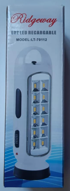 💡 Lámpara de Emergencia Ridgeway LT-70112 – Luz Recargable con Linterna LED