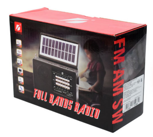 📻 Radio Portátil KTF-1488 – AM/FM/SW con Bluetooth, Panel Solar y Linterna LED