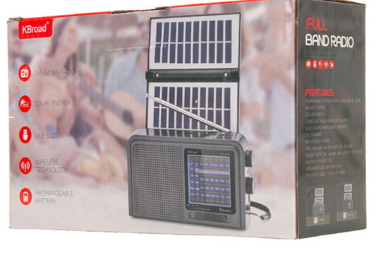 📻 Radio Portátil KTF-2157 – AM/FM con Bluetooth, Linterna y Panel Solar