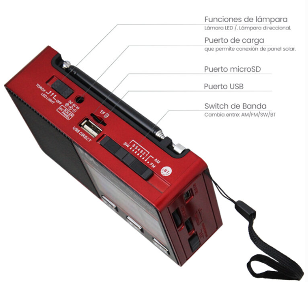 📻 Radio Portátil FOL FR-02 – AM/FM/SW con Bluetooth Y Linterna