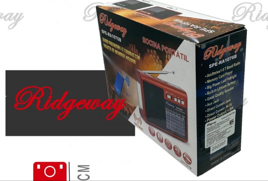 📻 Radio Portátil Ridgeway SPE-RA1076B – AM/FM/SW con Bluetooth,  Linterna LED y panel solar