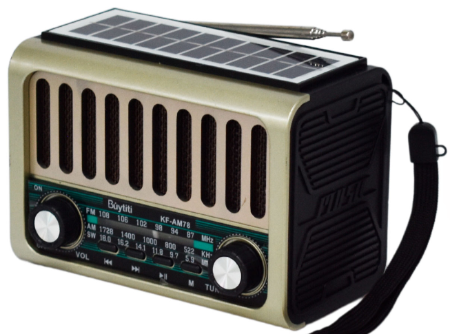 📻 Radio Portátil Buytiti KF-AM78 – AM/FM con Bluetooth y Panel Solar