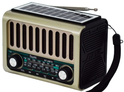 📻 Radio Portátil Buytiti KF-AM78 – AM/FM con Bluetooth y Panel Solar